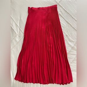Red Maxi Pleated Skirt